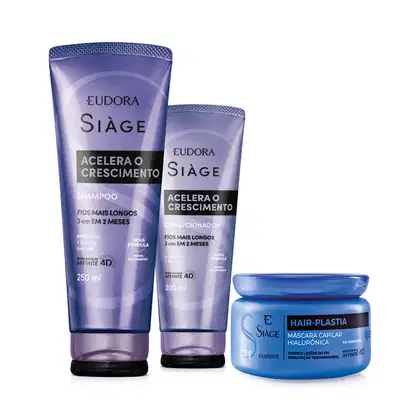 Imagem do produto Kit Eudora Siàge Acelera o Crescimento Hair-Plastia (3 Produtos)
