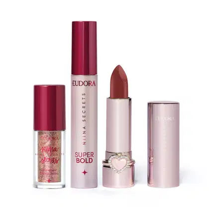 Imagem do produto Combo Niina Secrets: Batom Cremoso Love You 3g + Delineador Crystal Brilho 3g + Máscara para Cílios Super Bold 10g