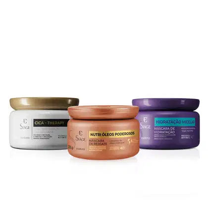 Imagem do produto Combo Siàge Cronograma Capilar: Nutri Óleos Poderosos 250g + Cica-Therapy 250g + Hidratação Micelar 250g