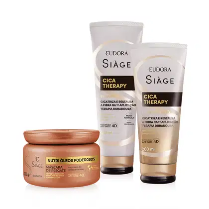 Imagem do produto Combo Siàge: Shampoo Cica-Therapy 250ml + Condicionador Cica-Therapy 200ml + Máscara Capilar Nutri Óleos Poderosos 250g