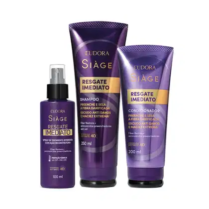 Imagem do produto Combo Siàge Resgate Imediato: Shampoo 250ml + Condicionador 200ml + Leave-In 100ml
