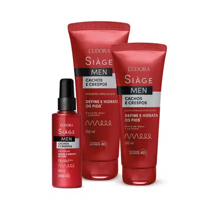 Imagem do produto Combo Siàge Men: Condicionador Cachos e Crespos 200ml + Shampoo Cachos e Crespos 250ml + Oleo Capilar Cachos e Crespos 100ml