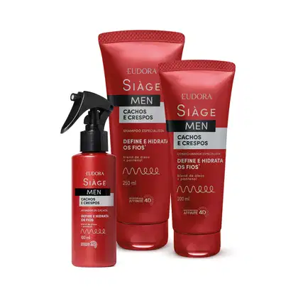 Imagem do produto Combo Siàge Men: Condicionador Cachos e Crespos 200ml + Shampoo Cachos e Crespos 250ml + Spray Ativador Cashos 100ml
