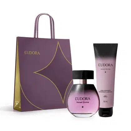 Imagem do produto Combo Eudora Velvet Divine: Loção Perfumada Desodorante Corporal 150ml + Desodorante Colônia 100ml + Sacola M