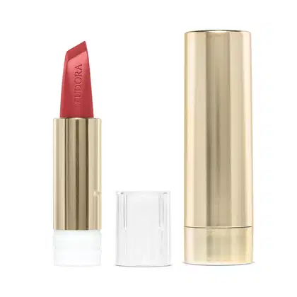 Imagem do produto Combo Sofisticada e Destemida: Batom Alaranjado 3,4g + Case Dourado