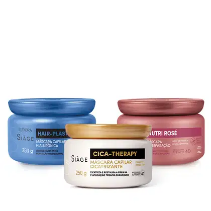 Imagem do produto Combo Siàge Cronograma Capilar Máscaras: Hair-Plastia 250g + Nutri Rosé 250g + Cica-Therapy 250g
