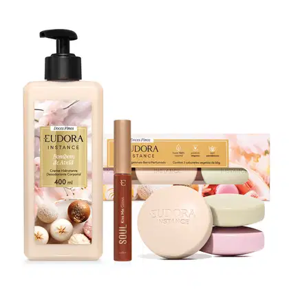 Imagem do produto Combo Doces Finos: Kit Sabonete em Barra Vegetal 3x50g + Creme Hidratante 400ml + Gloss 5,2ml