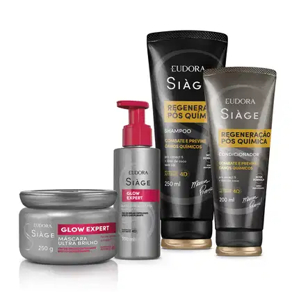 Imagem do produto Combo Siàge Glow Expert + Pós Química (4 itens)