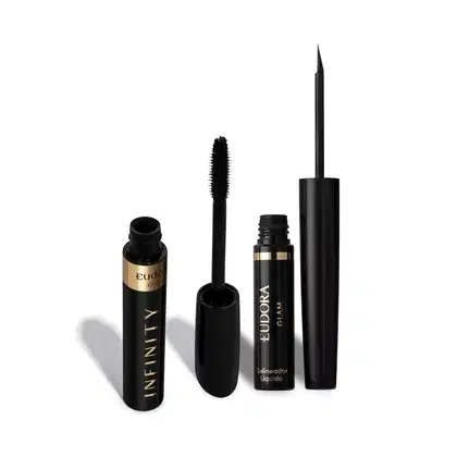 Imagem do produto Combo Eudora Glam: Máscara de Cílios Infinity Volume 8,5g + Delineador Líquido Preto Glam 3ml