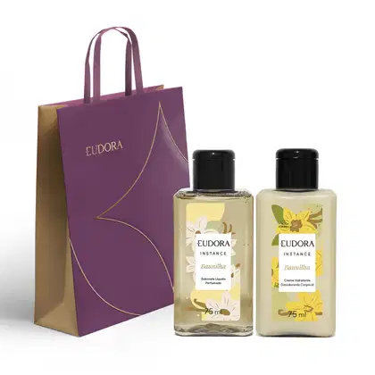 Imagem do produto Combo Instance Baunilha Mini: Sabonete Líquido 75ml + Loção Hidratante Desodorante Corporal Baunilha 75ml + Sacola Eudora