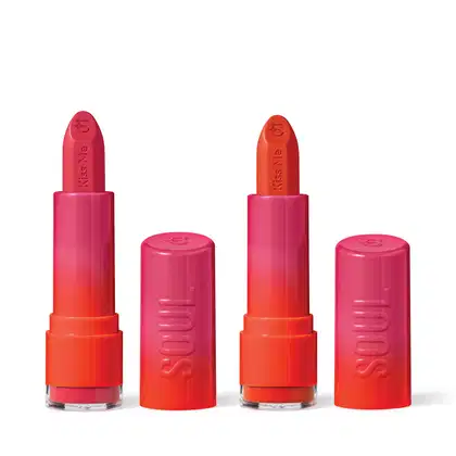 Imagem do produto Combo Eudora SOUL Kiss Me Color Blocking: Batom Rosa Trendy Matte 3,7g + Batom Laranja Trendy Matte 3,7g