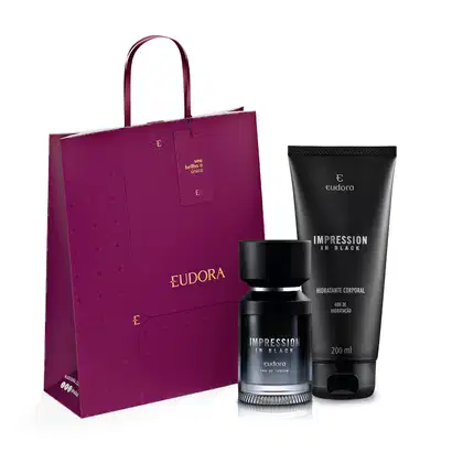Imagem do produto Combo Presente Impression In Black: Eau de Parfum 100ml + Loção Corporal 200ml + Sacola