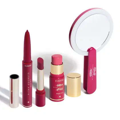Imagem do produto Combo Niina Secrets: Blush Rosa 5g + Batom Rosa 1,65g + Espelho Pink