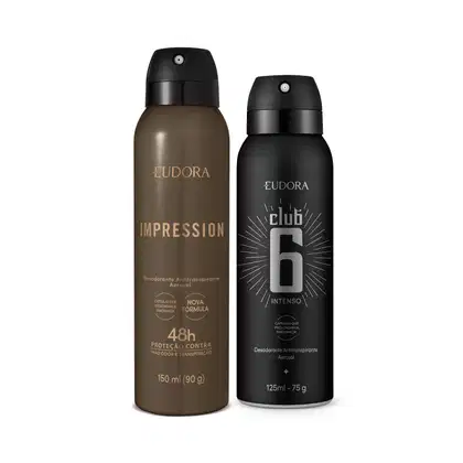Imagem do produto Combo Desodorante Aerossol: Impression 150ml/90g + Club 6 Intenso 125ml/75g