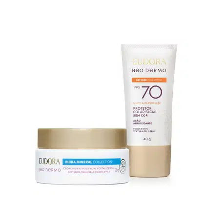 Kit Eudora Neo Dermo: Protetor Solar FPS 70 40g + Hidratante Facial Hidra Mineral 50g