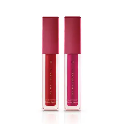 Imagem do produto Combo Batom Líquido Niina Secrets Skinny Matte: Vermelho Hibisco 5ml + Pink Peônia 5ml