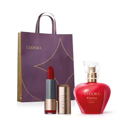 Imagem do produto Combo Kiss Me Please Desodorante Colônia 50ml + Batom Matte Vermelho Paparazzi 3,7g + Sacola M