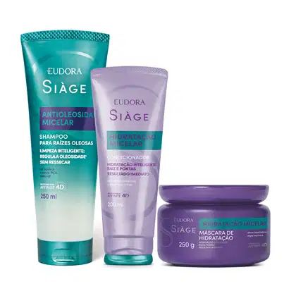 Kit Eudora Siàge Hidratação Micelar Tripla Ação, 3 produtos.