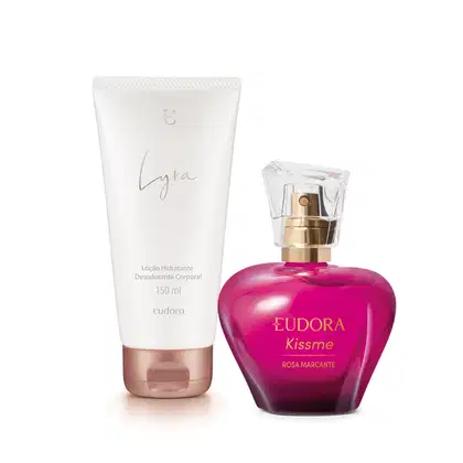 Imagem do produto Combo Desodorante Colônia Kiss Me Rosa Marcante 50ml + Loção Hidratante Corporal Lyra 150ml