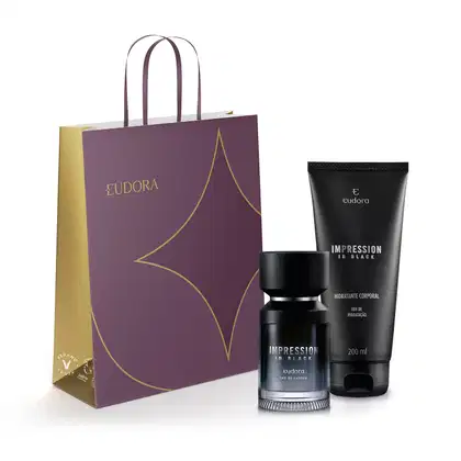 Imagem do produto Combo Impression In Black presente: Eau de Parfum 100ml + Loção Hidratante Corporal 200ml + Sacola