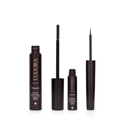 Imagem do produto Combo Eudora Make: Máscara Cílios Forever 8g + Delineador Líquido Forever Preto 3ml
