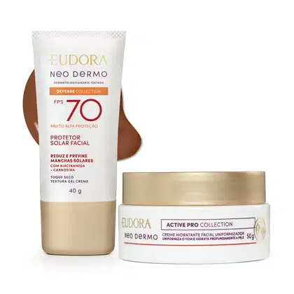 Imagem do produto Combo Facial: Protetor Solar Facial Fps 70 Cor 4 40g + Creme Hidratante Facial Uniformizador 50g