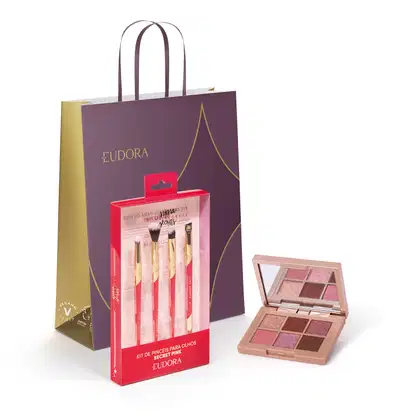 Imagem do produto Combo Presente Natal Niina Secrets: Paleta de Sombras Shine 5,4g + Kit Pinceis para Olhos + Sacola