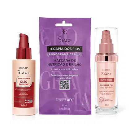 Imagem do produto Combo Siàge Nutrição: Óleo Nutritivo 60ml + Óleo em Creme Acid. Complex 100ml + Máscara De Nutrição 60ml
