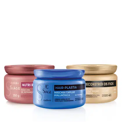 Imagem do produto Kit Eudora Siáge Hair-Plastia + Nutri Rosé + Reconstrói os Fios (3 Produtos)
