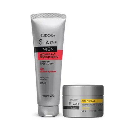 Imagem do produto Kit Eudora Siàge Men Estimula o Crescimento + Pomada Modeladora (2 Produtos)