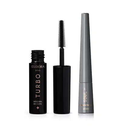 Imagem do produto Combo Soul Olhos: Delineador Líquido Preto Essencial 2,5ml + Máscara Cílios Turbo 5g