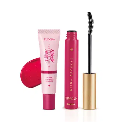Imagem do produto Combo Niina Secrets: Gloss Labial Luminous Vermelho 12ml + Máscara para Cílios Super Up 8g