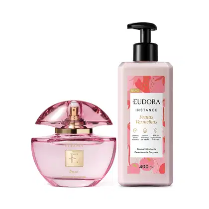 Imagem do produto Combo Eudora Rosé Eau de Parfum 75ml + Creme Hidratante Desodorante Corporal Instance Frutas Vermelhas 400ml