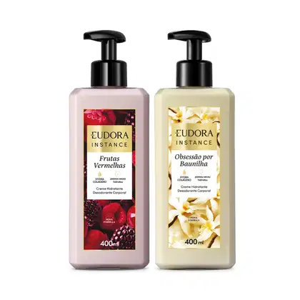 Imagem do produto Combo Instance: Creme Hidratante Frutas Vermelhas 400ml + Creme Hidratante Obsessão por Baunilha 400ml