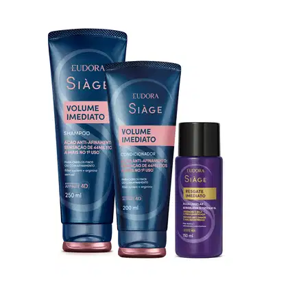 Imagem do produto Combo Shampoo Volume Imediato 250ml + Condicionador 200ml + Água Lamelar Resgate Imediato 150ml