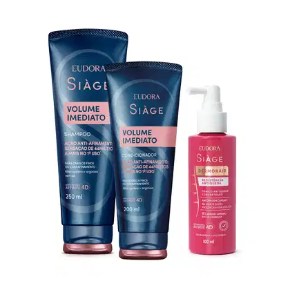 Imagem do produto Combo Shampoo Volume Imediato 250ml + Condicionador 200ml + Tônico Concentrado Resistência Antiqueda 100ml