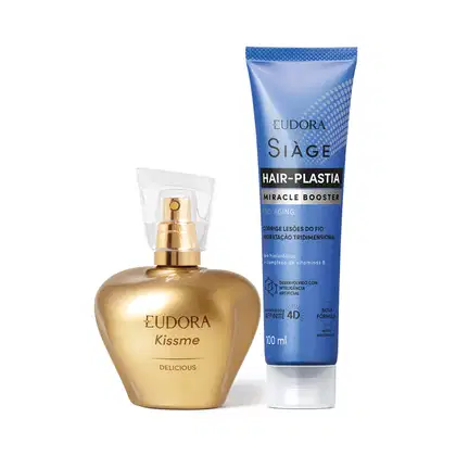 Imagem do produto Combo Kiss Me & Siàge: Desodorante Colônia 50ml + Booster Capilar Hair-Plastia 100ml