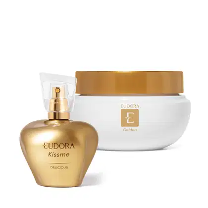 Imagem do produto Combo Kiss Me & Eudora Golden: Desodorante Colônia 50ml + Creme Acetinado 250g