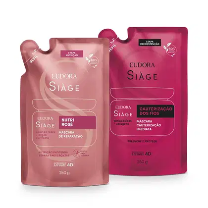 Imagem do produto Kit Eudora Siàge Refil: Máscara Cauterização + Máscara Nutri Rosé (2 Produtos)