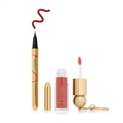 Imagem do produto Kit Eudora O Diabo Veste Prada: Caneta Iconic Liner Bordô + Batom Líquido Nude (2 Produtos)