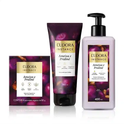 Imagem do produto Combo Instance Ameixa e Praliné: Sabonete em Barra 4x80g + Sabonete Em Calda 180ml + Creme Corporal 400ml