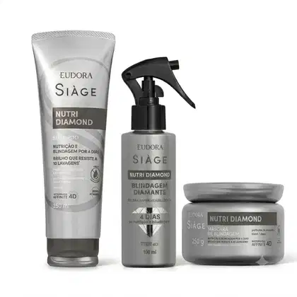 Imagem do produto Combo Siàge Nutri Diamond Shampoo 250ml + Máscara Capilar 250g + Bruma Impermeabilizante 150ml