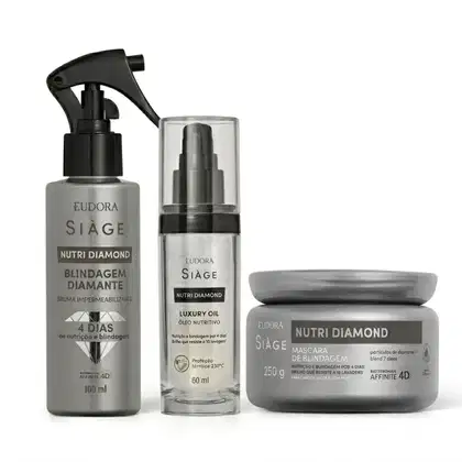 Imagem do produto Combo Siàge Nutri Diamond:  Máscara Capilar 250g + Bruma Impermeabilizante 100ml + Óleo Nutritivo 60ml
