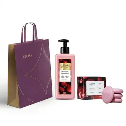Imagem do produto Combo Instance Morango Irresistível: Creme Hidratante 400ml + Sabonete em Barra 4x80g + Sacola