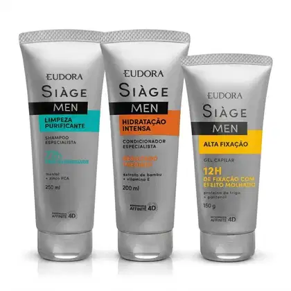 Imagem do produto Combo Siàge Men: Shampoo Purificante 250ml + Condicionador Hidratação Intensa 200ml + Gel Capilar 150g