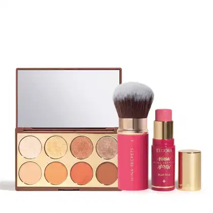 Imagem do produto Combo Niina Secrets: Pincel Retrátil Pink Multi + Paleta de Sombras Neutrals 5,6g + Blush Stick Daily Rosa 5g