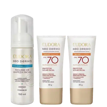 Imagem do produto Combo Neo Dermo: Mousse de Limpeza 150ml + Protetor Solar FPS 70 Cor 3 40ml + Protetor Solar FPS 70 Cor 4 40ml