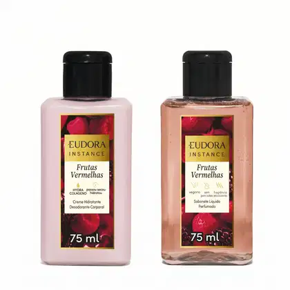 Imagem do produto Combo Instance Frutas Vermelhas: Creme Hidratante Corporal 75ml + Sabonete Líquido Perfumado 75ml