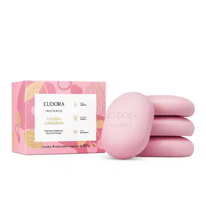 Imagem do produto Kit Sabonetes em Barra Vegetal Perfumado Instance Cereja e Amêndoas 4x80g