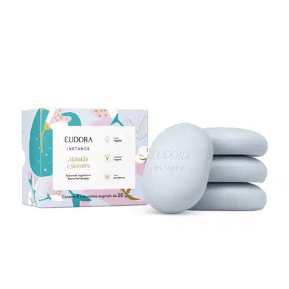 Imagem do produto Kit Sabonetes em Barra Vegetal Perfumado Instance Algodão e Jasmim 4x80g
